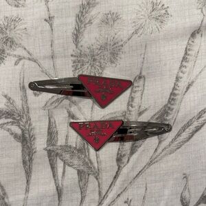 Prada style Triangle Logo Hair Clips